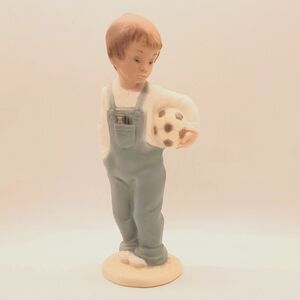 Vintage Lladro Porcelain Boy Figurine with Soccer Ball 1991